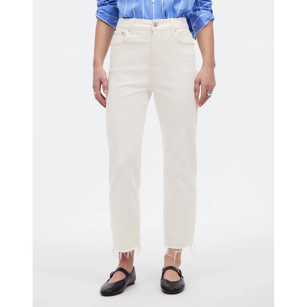 Madewell The '90s Straight Crop Jean in Tile White Light Wash Women's Size 27